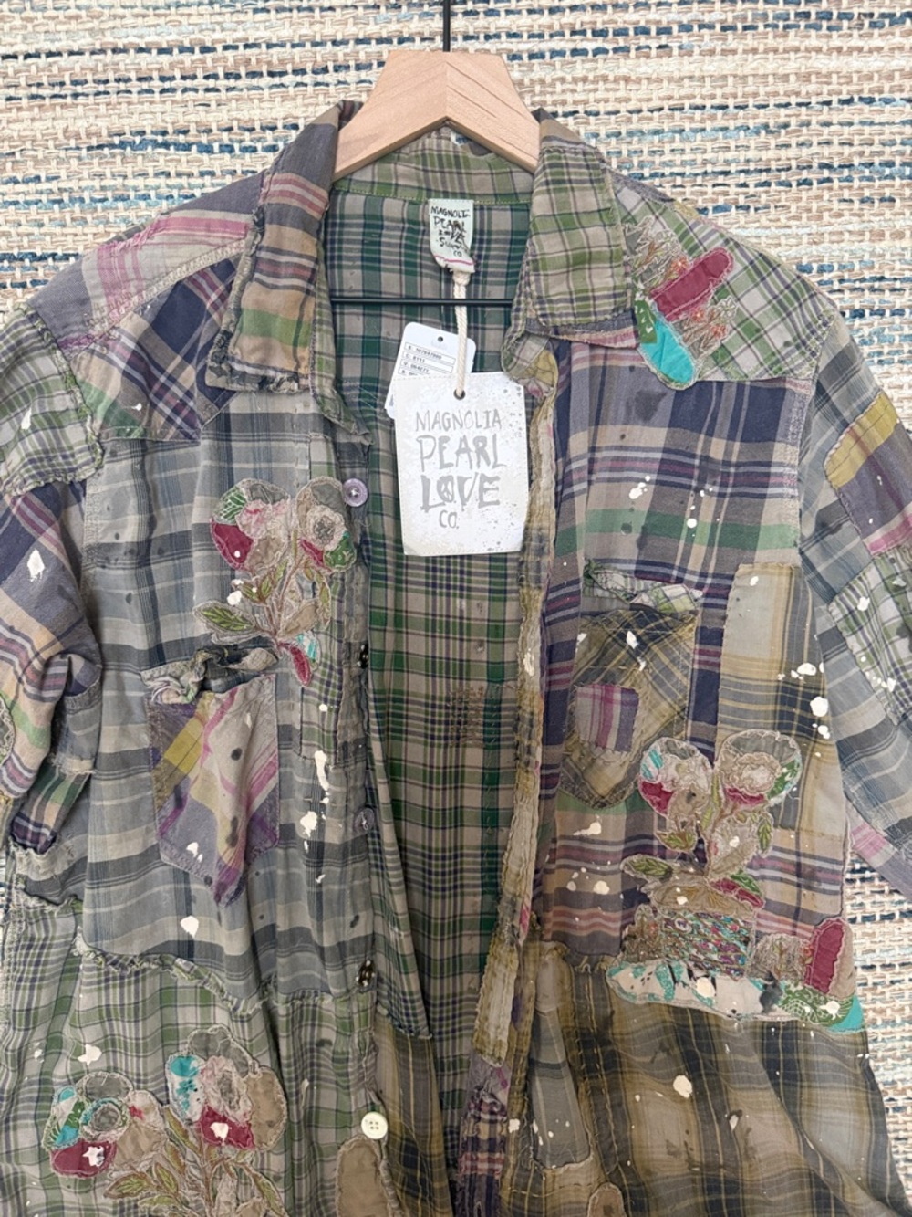 NWT Magnolia Pearl Appliqué Kelly Western Plaid Patchwork One Size Fits Most